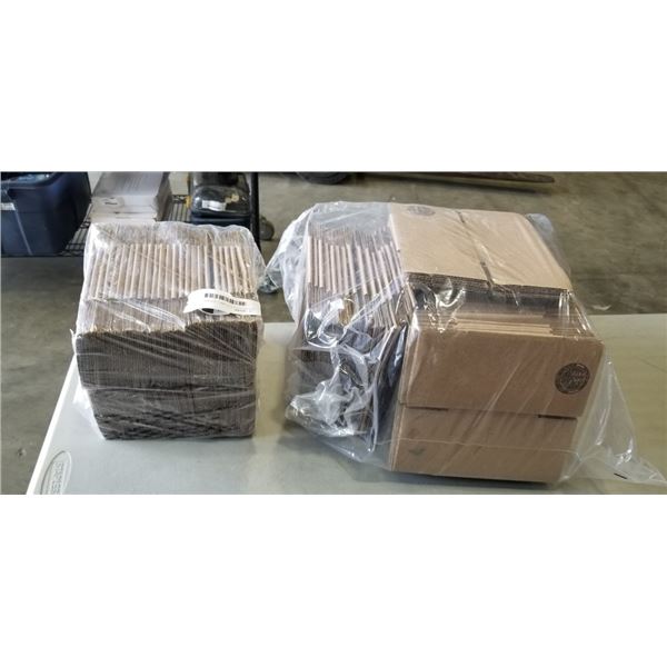 BAG AND BUNDLE OF SMALL SHIPPING BOXES - APPROX 75 BOXES