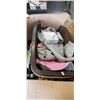 Image 1 : BOX OF ANIMAL SUPPLIES - NEW TOYS, LITTER BOX, COATS
