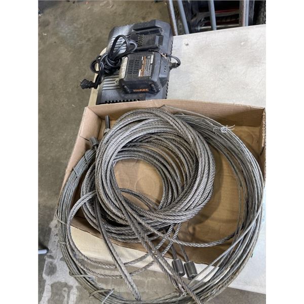 WORKS BATTERY AND CHARGER, AND BUNDLES OF CABLE