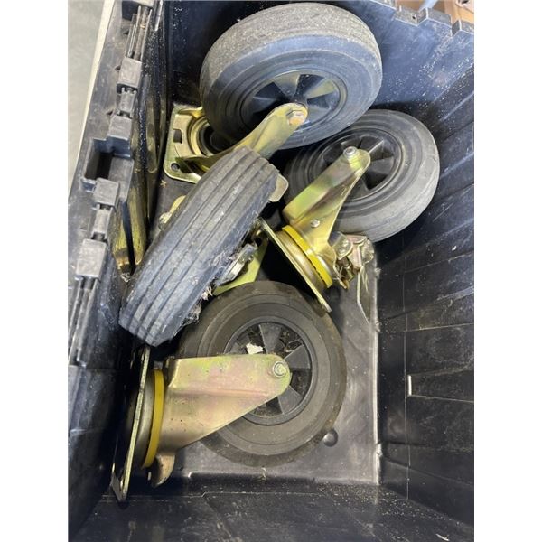 SET OF 4  8IN CASTERS - 2 STRAIGHT, 2 WITH BREAKS, TOTE INCLUDED