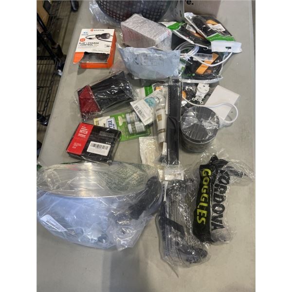 ASSORTED OVERSTOCK INCLUDING SAFETY GOGGLES, ROLITE METAL POLISH