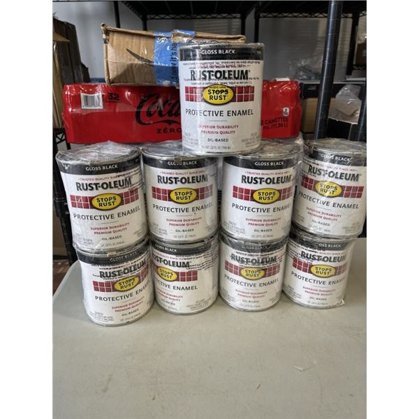 LOT OF 9 TINS RUST-OLEUM PROTECTIVE ENAMEL OIL BASED