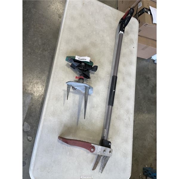WEED PULLER AND SPRINKLER