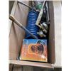 Image 2 : MISC VEHICLE PARTS INCLUDING GREASE GUN, TRAILER CONNECTION, AIR LINE, AND A TARP