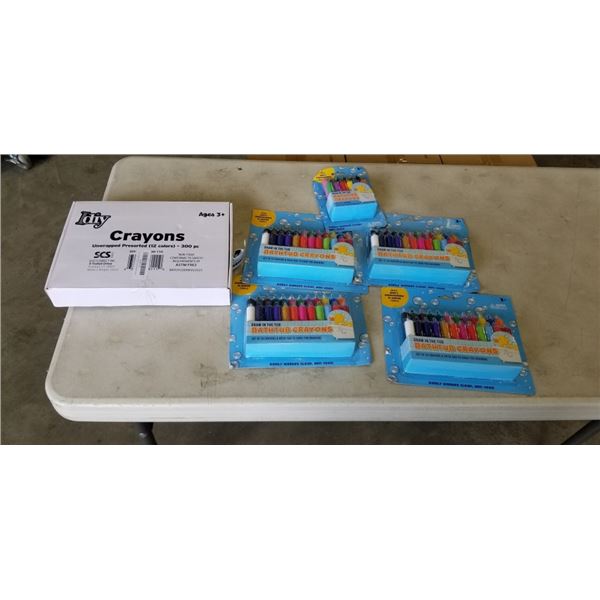 IDIY CRAYONS UNWRAPPED PRESORTED (12 COLORS) - 300 PC AND 4 PACKS OF 24 BATHTUB CRAYONS AND 1 PACK O