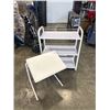 Image 1 : WHITE 3 TIER ROLLING SHELF AND WHITE FOLDING TRAY