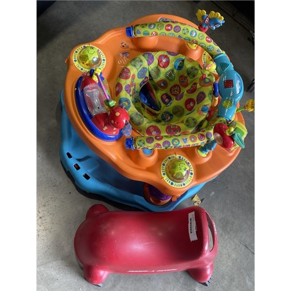 EVENFLO KIDS PLAY CENTER AND RED RACER CAR