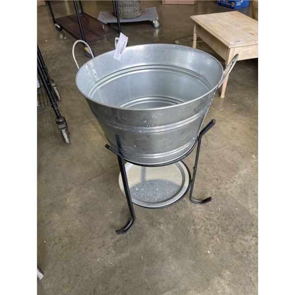 GALVANIZED BUCKET ON STAND