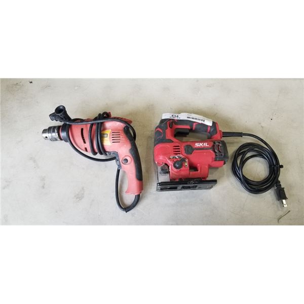 SKIL JIGSAW, AND WESTERN RUGGED ELECTRIC DRILL, BOTH TESTED WORKING