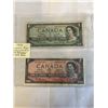 Image 1 : 2 1954 CANADIAN REPLACEMENT BILLS W/ ASTERICKS $1 AND $2