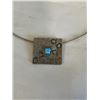 Image 2 : STERLING SILVER W/ BLUE OPAL STONE CHOKER NECKLACE