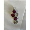 Image 1 : HAND CRAFTED STERLING SILVER W/ INDIAN RUBY STONES PENDANT