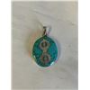 Image 1 : 925 STERLING SILVER PENDANT W/ SILVER INLAID TURQUOISE STONE
