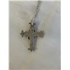 Image 3 : VINTAGE STERLING SILVER CROSS PENDANT W/ 925 STERLING SILVER CHAIN NECKLACE
