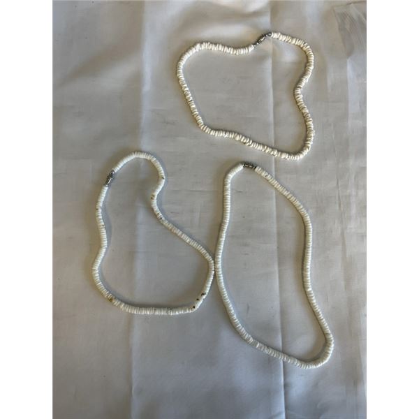 3 VINTAGE HAWAIIAN PUKA SHELL NECKLACES