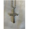 Image 2 : SILVER CHAIN W/ LARGE CROSS PENDANT NECKLACE