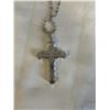 Image 3 : SILVER CHAIN W/ LARGE CROSS PENDANT NECKLACE