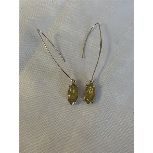 PAIR OF LARGE GOLD W/ STONES DANGLE EARRINGS