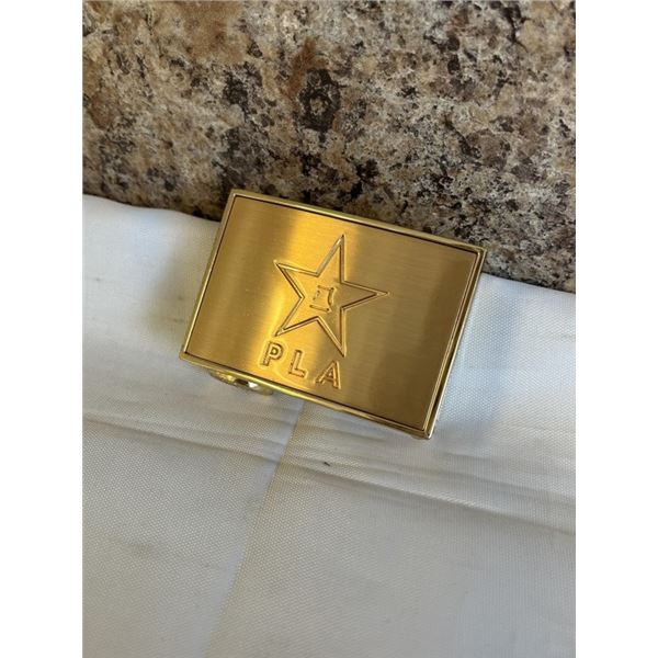 SOLID GOLD PLATED PLA BELT BUCKLE, RARE