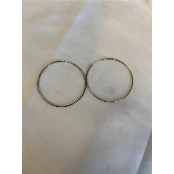 PAIR OF LARGE 925 STERLING SILVER HOOP EARRINGS