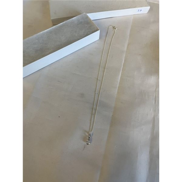 925 STERLING SILVER ITALY CHAIN W/ AUSTRIAN CRYSTAL STONE PENDANT NECKLACE