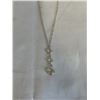 Image 2 : 925 STERLING SILVER W/ 3 CRYSTAL STONES PENDANT CHAIN NECKLACE MARKED SUGARTIME