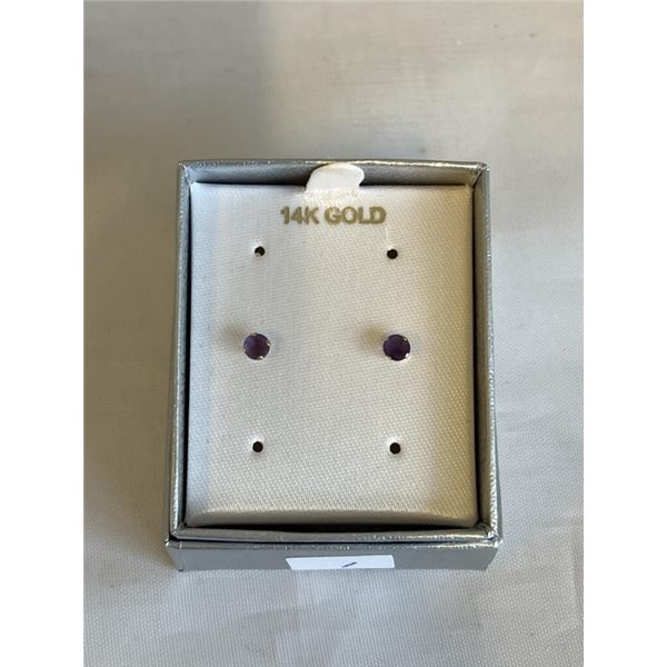 PAIR OF 14K GOLD W/ AMETHYST STONES EARRINGS