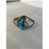 Image 1 : VINTAGE NATIVE AMERICAN NAVAJO STERLING SILVER W/ TURQUOISE STONE OPEN CUFF BANGLE