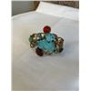Image 1 : HAND CRAFTED TURQUOISE AND VARIOUS STONES OPEN CUFF BANGLE
