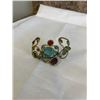Image 2 : HAND CRAFTED TURQUOISE AND VARIOUS STONES OPEN CUFF BANGLE