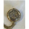 Image 4 : 1960'S GOLD BULOVA, SWISS, MECHANICAL PENDANT WATCH W/ LONG CHAIN, WIND UP, GOOD WORKING ORDER