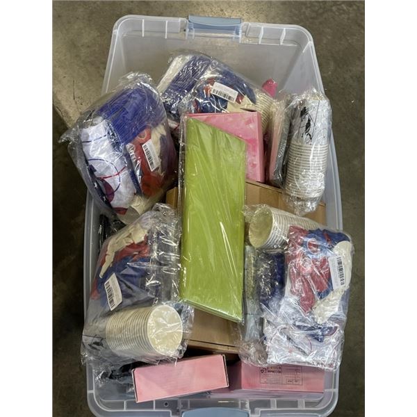 LARGE TOTE OF PARTY SUPPLIES BALLOONS AND MORE