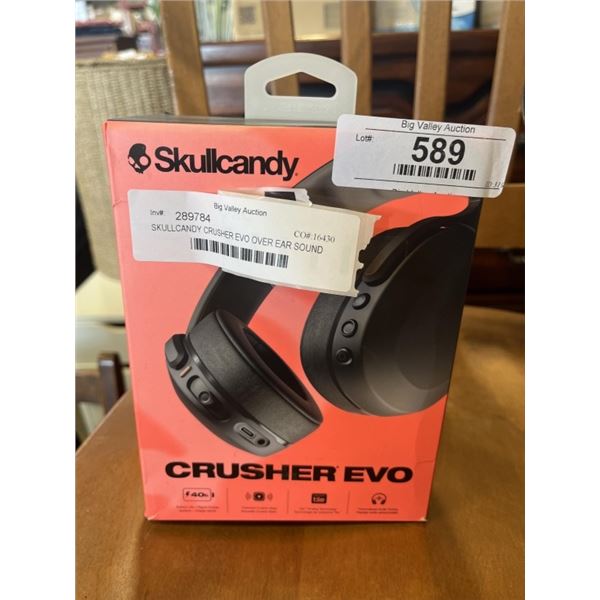 SKULLCANDY CRUSHER EVO OVER EAR SOUND ISOLAING BLUETOOTH HEADPHONES - TESTED WORKING, RETAIL $199