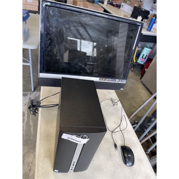 HP COMPUTER W/ MONITOR - WORKING, NEEDS TO BE CLEANED OUT