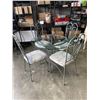 Image 1 : GREEN METAL GLASS TOP DINETTE TABLE AND 4 CHAIRS