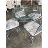 Image 3 : GREEN METAL GLASS TOP DINETTE TABLE AND 4 CHAIRS