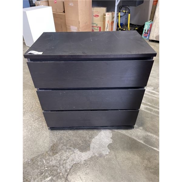 IKEA MALM BLACK FINISH 3 DRAWER DRESSER