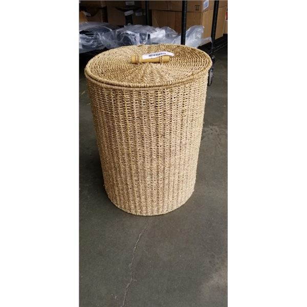 RATTAN BASKET WITH AMAZON ALEXA, MAC CHARGER, POWER BAR