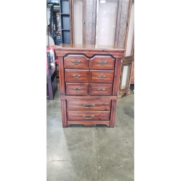 5 DRAWER SOLID WOOD HIGHBOY DRESSER AND NIGHTSTAND