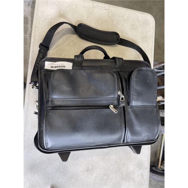 MCKLEIN LEATHER TRAVEL BAG W/ WHEELS