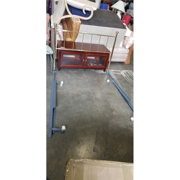 BRASS DOUBLE SIZE HEADBOARD AND ROLLER FRAME