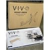 Image 2 : VIVO SILVER PNEUMATIC ARM TV WALL MOUNT AND VIVO LIGHT WOOD MONITOR RISER