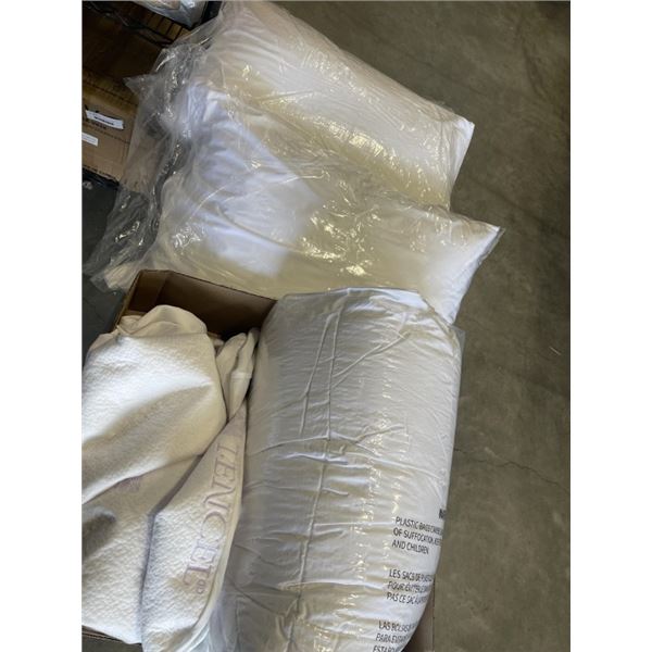 QUEENSIZE SLEEP BUNDLE WITH PILLOWS, COMFORTER, PROTECTOR ETC