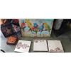 Image 1 : ASSORTED ESTATE CANVAS PAINTINGS INCLUDING SET OF 3 SUEDE PICTURES