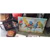 Image 3 : ASSORTED ESTATE CANVAS PAINTINGS INCLUDING SET OF 3 SUEDE PICTURES