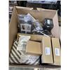 Image 1 : BOX OF NEW HOUSEHOLD ITEMS INCLUDING LEATHER REPAIR KIT AND TIES AND MORE
