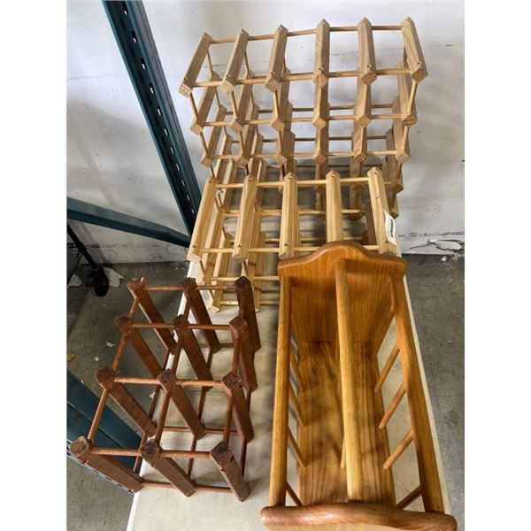 3 WINE RACKS AND MAGAZINE HOLDER