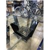 Image 4 : 3 PIECE BLACK AND GLASS COFFEE AND SIDE TABLE SET