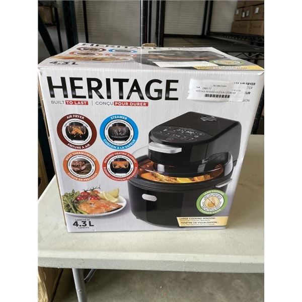 HERITAGE INFRARED 4.5QT 6-IN-1 STEAM AIR FRYER - TESTED WORKING, RETAIL $299