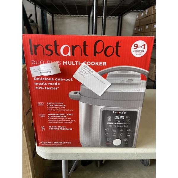 INSTANT POT DUO PLUS 9-IN-1 6QT ELECTRIC PRESSURE COOKER - TESTED WORKING, RETAIL $199